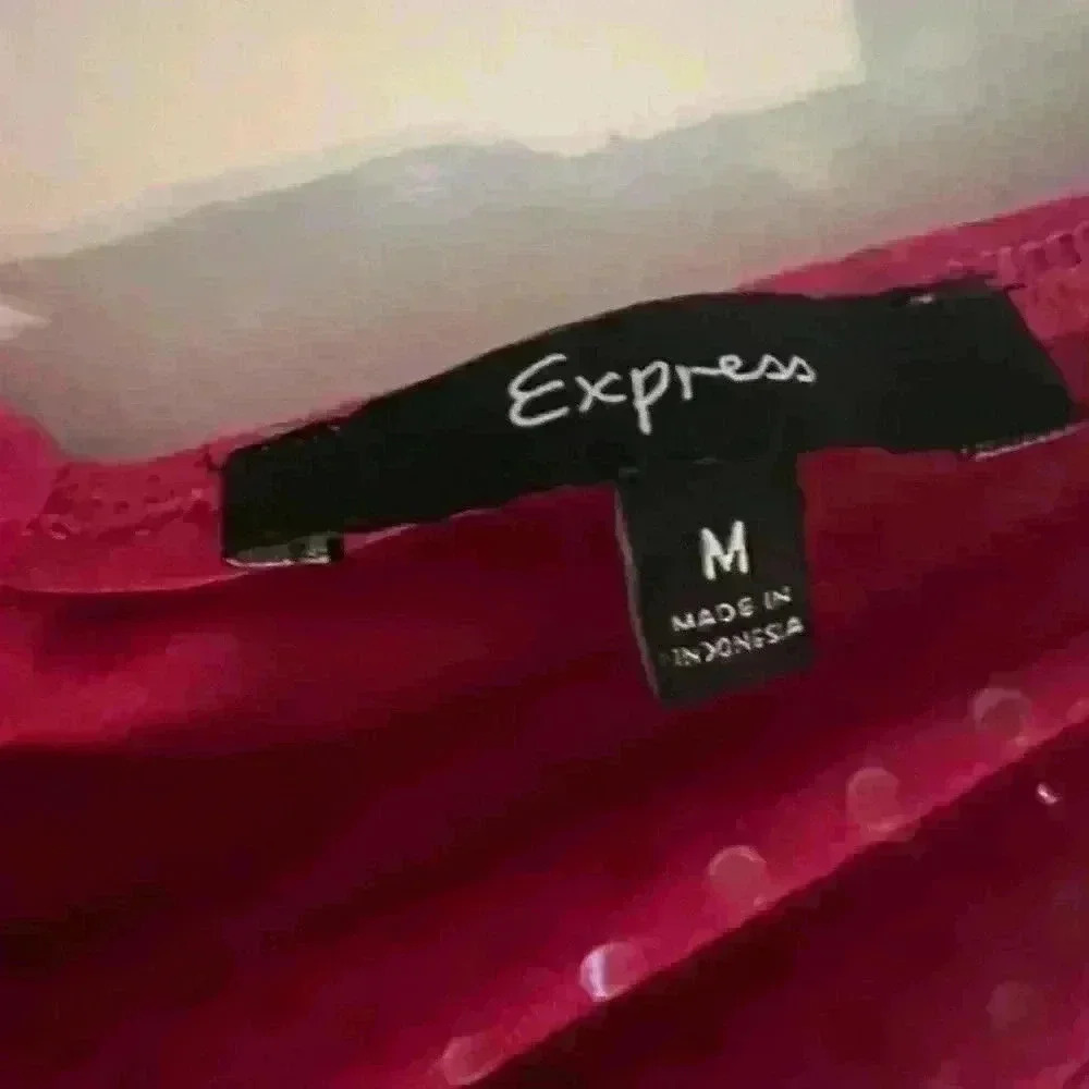 Express Hottie Pink Sequined Barbie Top - Picture 2 of 2